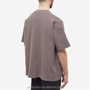OEM al por mayor de lujo de alta calidad de peso pesado Waffle algodón de gran tamaño logotipo personalizado camiseta lisa para los hombres - Product Image 3