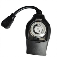 Sensor Timer Lampu Luar Ruangan dengan 2 Stopkontak Tahan Cuaca Lampu Halloween Natal 15A 1/2HP Bersertifikasi CUL Plastik Hitam