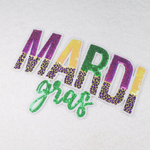 Bargain China 225 Mardi Gras Patch ROUND Mardi Gras <b>Sequin</b> Patches China Glitter Patches - Product Image 4