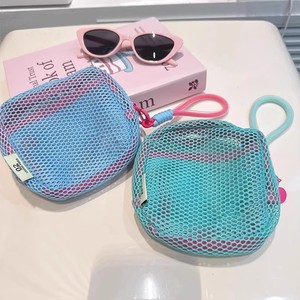Colorful Mesh Toiletry Bag Square Zipper Closure Large Capacity Portable Travel Storage <b>Pouch</b> Nylon Fabric Hollow Design - Product Image 3