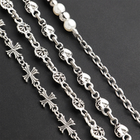 Cool Rétro Bijou Style Punk Urbain Chaîne de Perles Pendentif Personnalisé Croix Chrétienne en Acier Inoxydable Collier pour Hommes Femmes