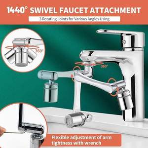 Robinet d'extension pivotant moderne 1080° à 2 modes, bras robotique universel rotatif à 360° pour cuisine, salle de bain, douche, évier, avec aérateur - Product Image 2