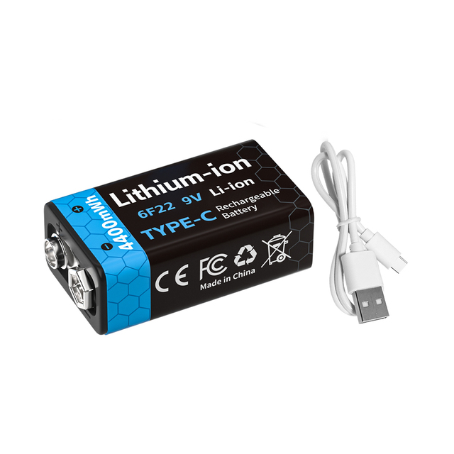 PUJIMAX Long Cycle Life 9V Battery USB Rechargeable 400mAh Li-ion Battery Fast Charge Lithium Ion Battery for Electric Guitar