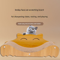 Grande griffoire pour chat en carton, type chaise longue et canapé ondulé, lit réversible avec panneaux latéraux en forme de tête de chat mignonne