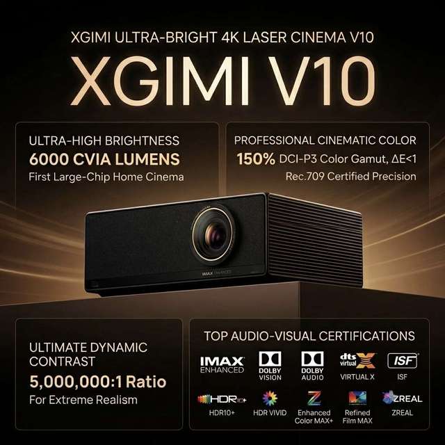 XGIMI V10 Native 4K UHD Laser Projector With Harman Kardon Sound IMAX Enhanced Smart Cinema Video Beamer for Daytime Use