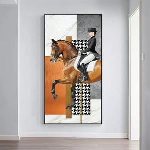 Peinture murale moderne de chevaux en porcelaine de cristal, œuvre d'art en peinture sur porcelaine de cristal - Product Image 1