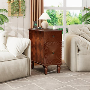 2 Drawer Modern Sofa Side Table Slim <strong>Nightstand</strong> for Living Room and Bedroom Home Furniture - Product Image 3