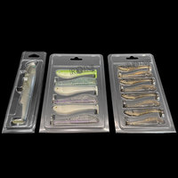 Vente en gros de leurres de pêche transparents, emballage blister en plastique avec différents modèles