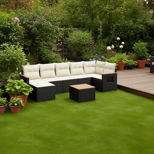 Conjunto de Sofás Modulares de Ratán Negro para Jardín, Elegante Colección de Muebles de Exterior para 6 Personas - Product Image 2