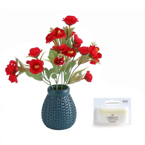 Elegante Arreglo Floral Clásico de Rosas Artificiales de Plástico, Florero Tejido, Flores Decorativas de Alta Simulación, Ecológicas y Duraderas - Product Image 1