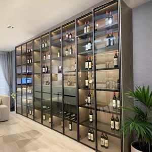 Étagère en bois Bibliothèque murale intégrée Personnalisable Salon Bibliothèque Panneau stratifié Cave à vin Meubles de salon Affichage - Product Image 2