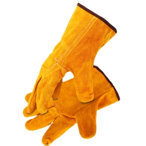 שכבה כפולה אמיתית ריתוך עור cowhide מכפפות חום גבוה עמיד בפני בידוד חום עבור עבודה