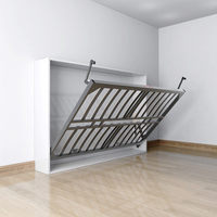 Cama Murphy Invisible que Ahorra Espacio, Cama Plegable de Pared de Dos Niveles con Estructura de Acero y Sofá para Dormitorio