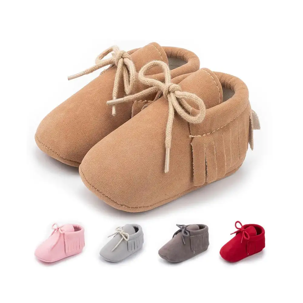 Atacado Faux camurça borla Anti-slip slip on mocassim infantil Sapatos de bebê Sapatos de bebê