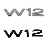 Autocollant Emblème Latéral ABS Noir Chromé W12 V10 pour Aile de Voiture, Badge de Voiture Modifié, LOGO Arrière Grand et Petit Format