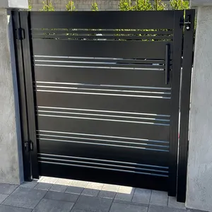 Customized Metal Fence Panels Outdoor Garden Aluminum Fence With Horizontal Slats