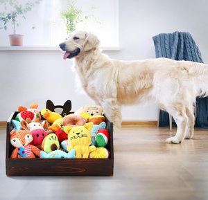 Caja de Madera Resistente para Juguetes de Mascotas, Organizador de Artículos para Cachorros, Contenedor de Juguetes para Perros, Cesta de Almacenamiento de Juguetes de Madera para Correas, Comida y Accesorios - Product Image 4