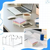 Porte-notes adhésifs moderne en acrylique, 3x3 pouces, distributeur transparent avec design ondulé pour bureau et salle de classe