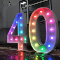 Guirlande lumineuse LED pour adulte 30/40/50/60 nombre, lampe de nuit, joyeux anniversaire, ballon, décoration d'anniversaire, fournitures de fête