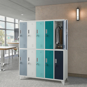 Casier métallique à 2 niveaux et 10 portes avec serrure à clé pour vêtements de travailleurs et rangement des affaires des étudiants - Product Image 4