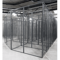 Cage de rangement sécurisée en treillis métallique noir et gris pour sous-sol, grand format, connectable, pour le stockage sécurisé d'articles