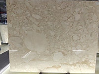 SGZ Bvlgari Gold Calcite Big Slab, écologique, durable, imperméable, surface polie, design moderne, base blanc crème, doré, pour salle à manger