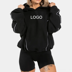 Felpa con cappuccio da <span class=keywords><strong>donna</strong></span> con Logo personalizzato in cotone 100% pesante con cappuccio da <span class=keywords><strong>donna</strong></span> maglione con cappuccio a contrasto in <span class=keywords><strong>pile</strong></span> - Product Image 1