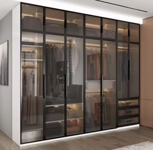 Armoire de chambre moderne sur mesure de luxe avec porte vitrée et intérieur en bois pour <span class=keywords><strong>dressing</strong></span> - Product Image 5