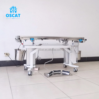 Table d'opération vétérinaire OSCAT en acier inoxydable 304 avec surface mosaïque inclinable et levage électrique pour usage vétérinaire