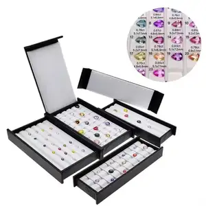 V-slot with cover Jewelry Gem Stone Display Holder, Loose Diamond Storage Case Leather Gemstone Tray exhibition counter display