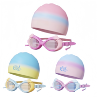 Lunettes de natation d'entraînement pour enfants JW-YY82 avec lentilles en PC, confortables et légères, incluant des bouchons d'oreilles et un bonnet de bain