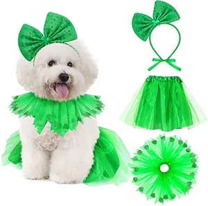 犬の服夏の薄いペットのスカート緑の起源のペットドレスかわいいクールな通気性のある犬のドレス小さな中型の犬のドレスの服