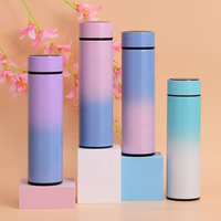 Bouteille d'eau de voyage isotherme en acier inoxydable 500 ml (17 oz) avec affichage LED de la température, anti-fuite, sans BPA, design minimaliste