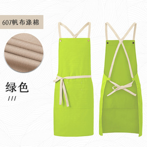 Crossover Back Straps Slim Fit <b>Apron</b> With Pockets Waterproof Restaurant Bar Uniform Solid Color Multiple Colors Available - Product Image 3