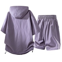 Conjunto de Camiseta y Pantalones Cortos de Verano con Bloques de Color, de Secado Rápido y Sensación Fresca, con Protección UV para Actividades al Aire Libre