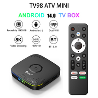 Precio de fábrica TV98 ATV Mini ATV Set-top Box Rockchip RK3518 Banda dual WiFi 2GB + 16GB Android 14 4K HDR Streaming Media TV Box