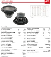 Subwoofer 15 pouces 1500W RMS, cône en aluminium moulé sous pression et carbone, 4 ohms, haut-parleur de basses pour home cinéma, actif/passif, écologique, étanche