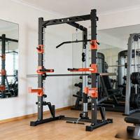 Cage de musculation multifonctionnelle pour la maison avec système de croisement de câbles, rack à squats et machine Smith pour l'entraînement de musculation