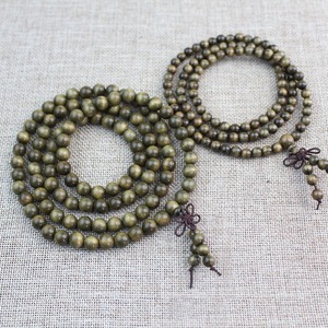 Wooden <b>Beads</b> 108-<b>Bead</b> Prayer <b>Beads</b> Round Sichuan Golden Nanmu Wood Ethnic Style Bracelet Jewelry - Product Image 3