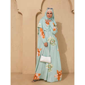 Abaya Informal de Poliéster con Bordado para Mujer, Hiyab Musulmán, Kimono Eid, Manga Larga, Estilo Árabe, Dubai - Product Image 1