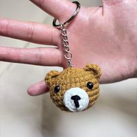 Porte-clés animaux mignons faits main au crochet : Lion, Mini Amigurumi, Poulet, Grenouille, Ours, Lapin – Breloques de sac en tricot, poupées en fil