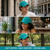 Casquette de baseball vert sarcelle avec broderie de personnage de dessin animé, ajustable, unisexe, en coton, vente en gros, OEM, livraison rapide
