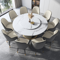 Table à manger et chaise convertible ronde moderne de luxe avec pieds en métal Top en pierre frittée 10 places
