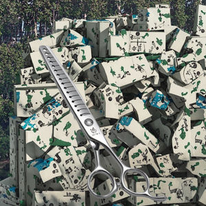 7.0 Inch Veterinary Stainless Steel Animal Shaped Scissors Pet Grooming Scissors Fishbone <b>Teeth</b> 5 Scissors Set - Product Image 2