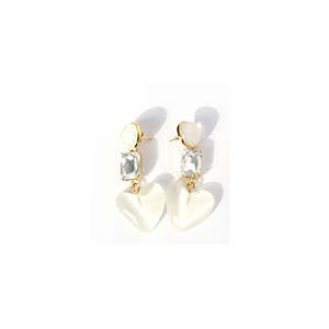 Fashion Drop <b>Earrings</b> 316L Stainless Steel PVD Gold Plating Heart Shape Crystal Dangle Elegant Women Jewelry - Product Image 1
