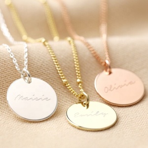 Wholesale Stainless Steel Custom <strong>Name</strong> Coin Disc Pendant Blank Engraved <strong>Monogram</strong> Jewelry Personalized <strong>Necklace</strong> Bead Chain - Product Image 2