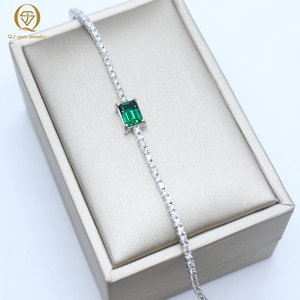 Bracelet tennis en or 10 carats avec diamants de laboratoire, 7 pouces, 1,5 mm, chaînes tennis en or blanc 10 carats avec émeraudes de Zambie - Product Image 5