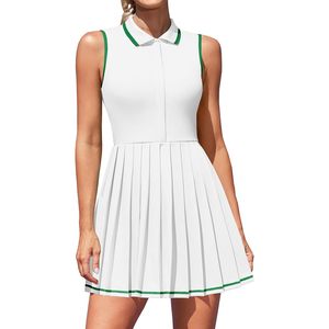 FOXA Women Tennis Dress Polo Golf Zip Up Pleated Quick Dry Workout Dress With Separate Shorts And <b>Bra</b> - Product Image 1