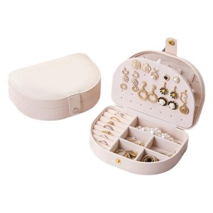 Luxury Custom logo <b>Small</b> Portable PU Leather Jewellery Ring Earring Necklace Storage <b>case</b> Display Travel Jewelry Organizer Box - Product Image 6