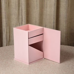 Boîtes de rangement et d'emballage cadeau pour bijoux avec fermeture magnétique rose personnalisée, joli design, boîte cosmétique rotative à 3 étages - Product Image 1